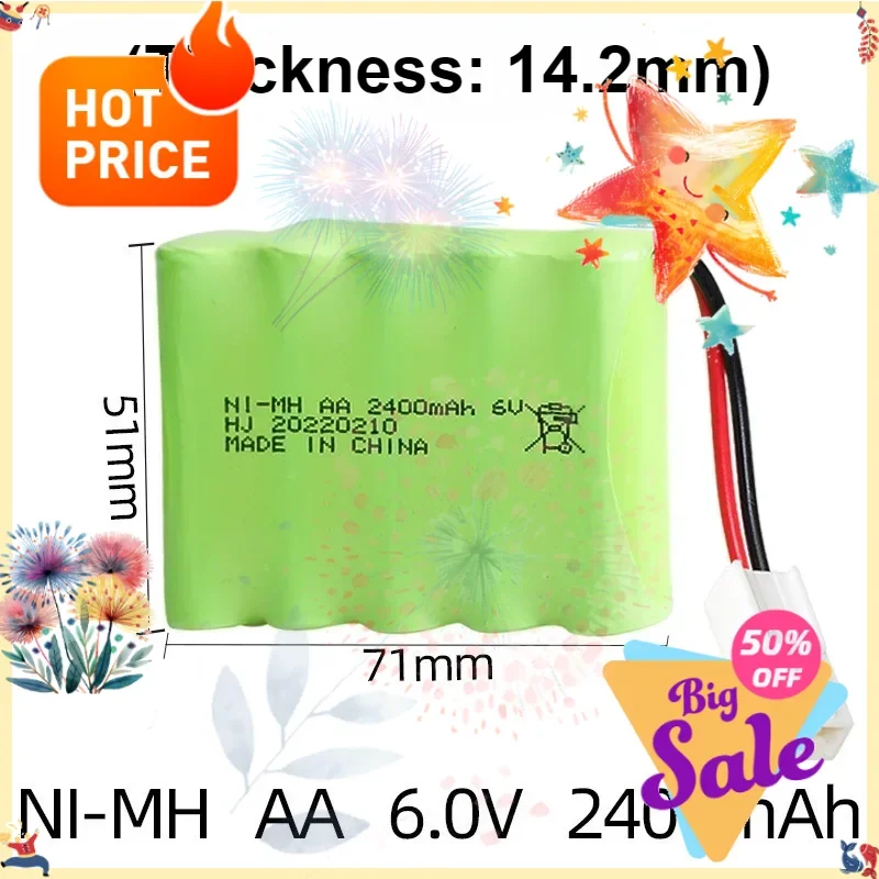 SWZY 6V 2400mAh AA Ni-MH Battery for RC Cars Boats Robots Boats Toys Rechargeable Battery Pack SM/JST/EL-2P/5559/Tamiya Plug