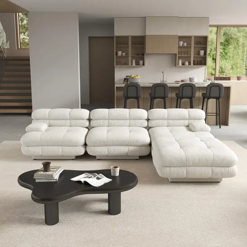 

Современный модульный диван Comfort Style 120-дюймовый бархатный угловой секционный 4-местный бежевый