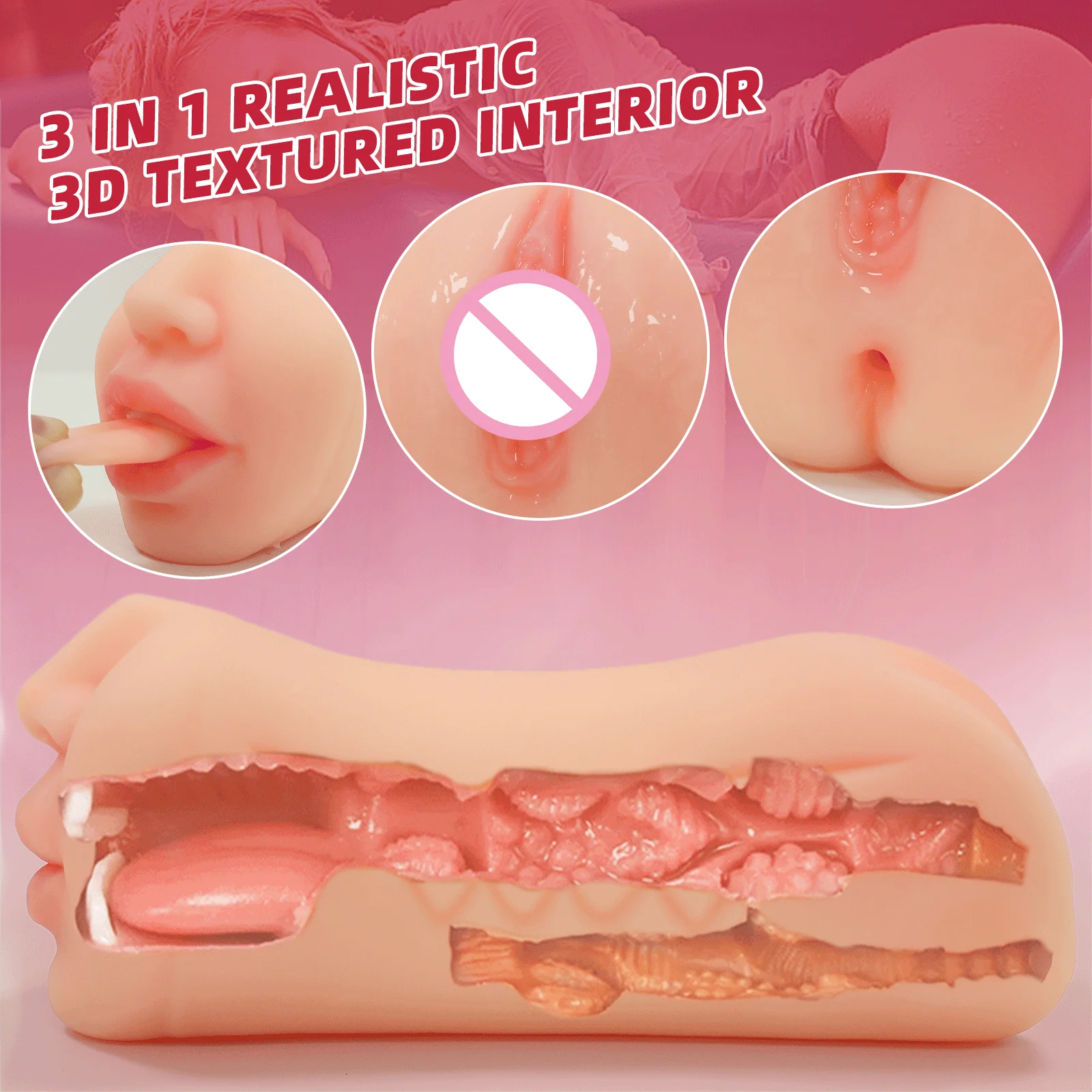 3 IN 1 Onahole Artificial Vagina Sex Toys for Men Realistic Double-Sided Pocket Pussy Blowjob Silicone Vagina Male Masturbator