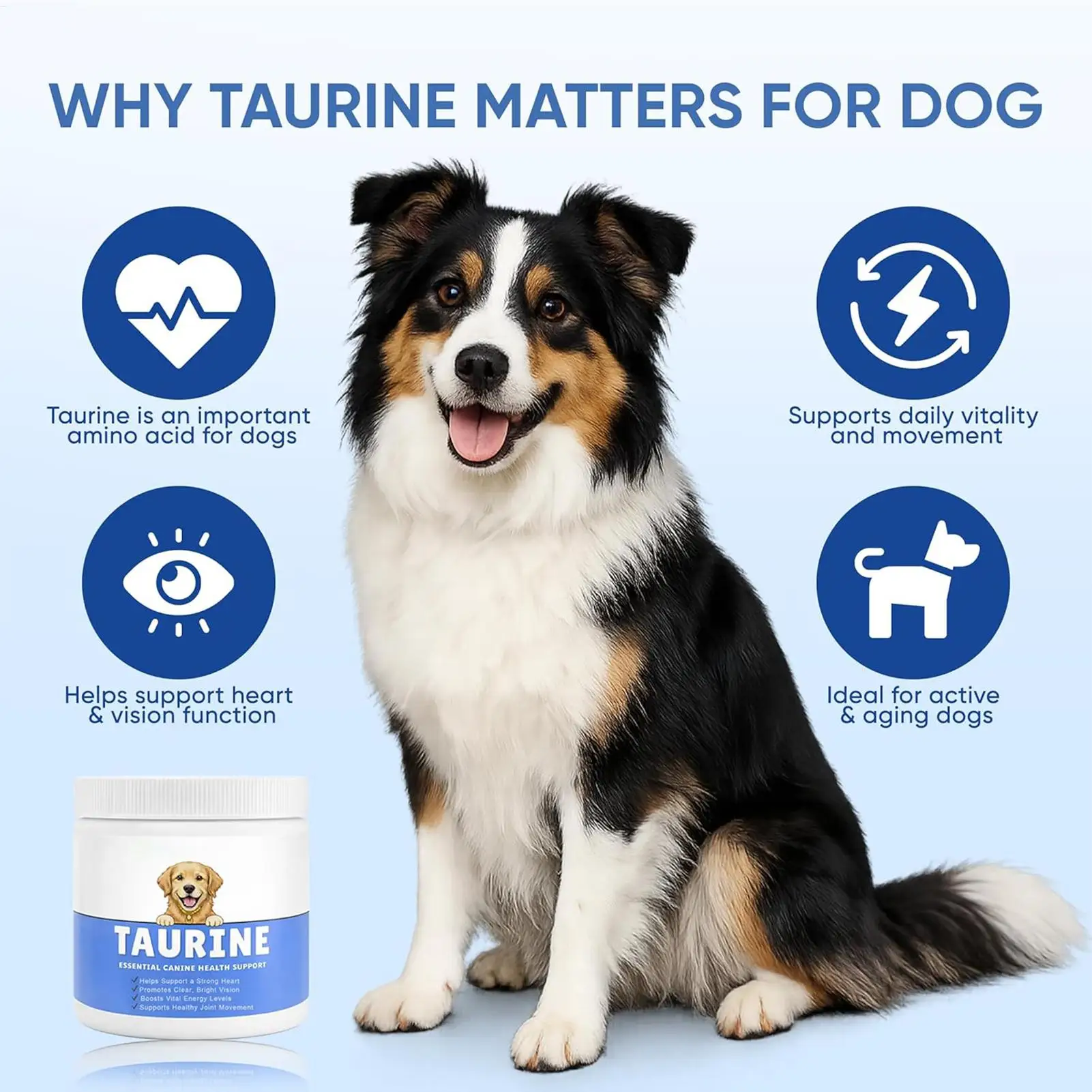 Dogs Taurine Supplement Compact Exercise Support Puppy Taurine Powder Supplement for Small Medium Large Puppy Home Indoor