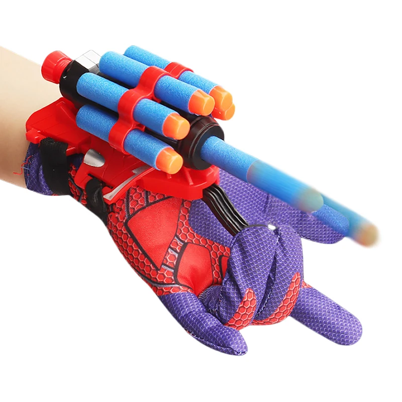 Marvel Hero Spiderman Captain America Hulk Iron Man Anime Figure Kid Cosplay Glove Soft Bullet Launcher Disney Shooting Toy Gift