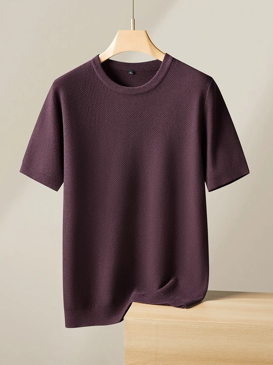 

Мужской вязаный шерстяной свитер больших размеров с коротким рукавом, свободный, повседневный, универсальный, базовый слой, модный, для осени и зимы