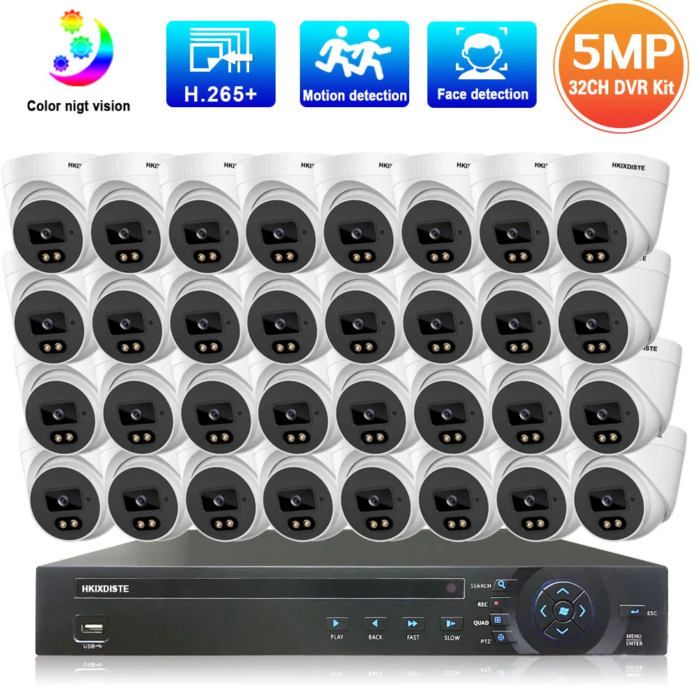 Cctv Camera Security System Kit 32CH Ahd Dvr Kit 5MP Kleur Nachtzicht Analoge Dome Camera Video Surveillance Set 24CH xmeye