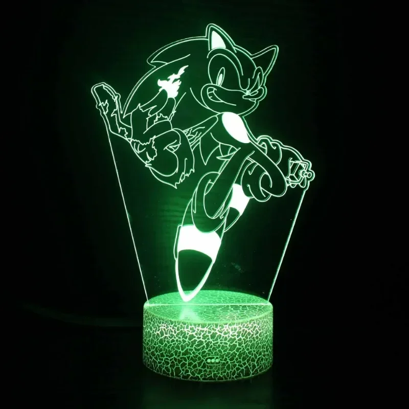 Cartoon Anime Sonics 3D Anime Night Lamp LED Illusion Lamp 16 Colors Decorative Table Lamps Creative Birthday Christmas Gifts