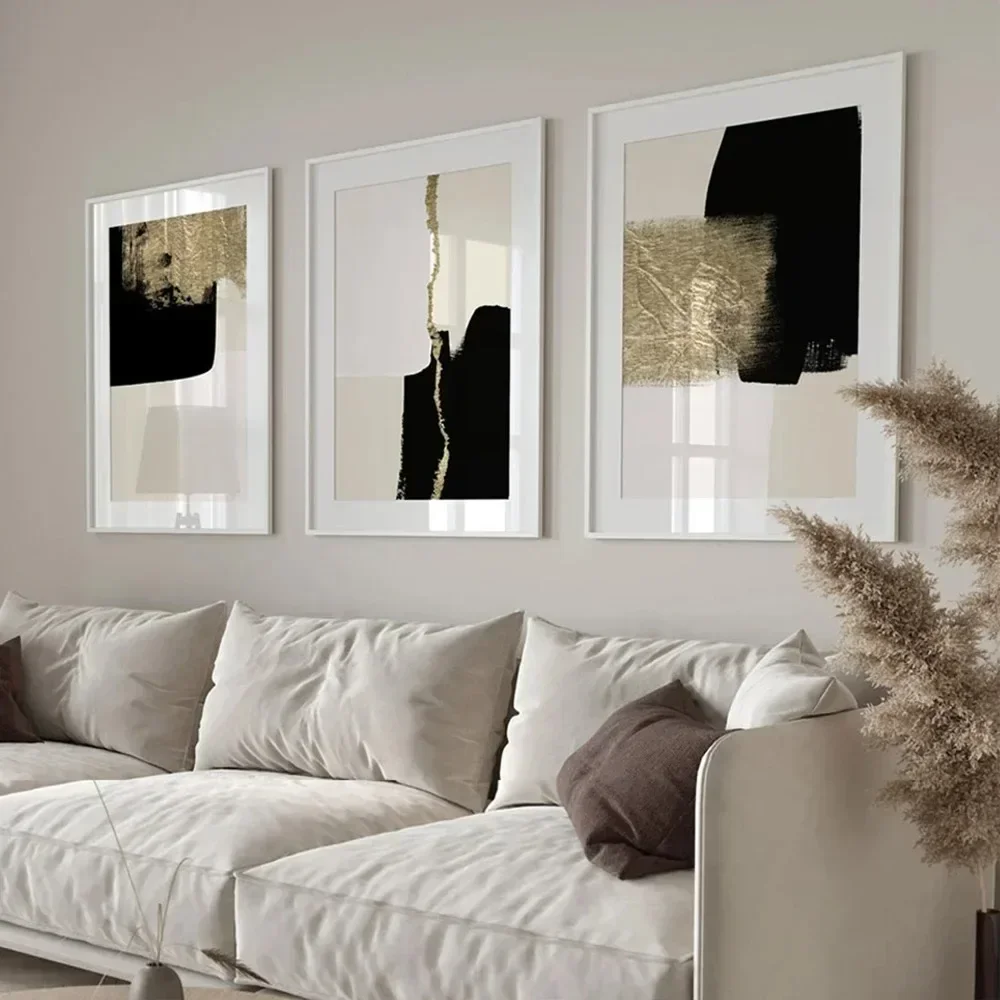 1Pcs Wohnkultur Kunst Wandbild Beige Innen Gemälde Schlafzimmer Minimalistischen Poster Moderne Abstrakte Wand Kunst Leinwand Malerei Schwarz G