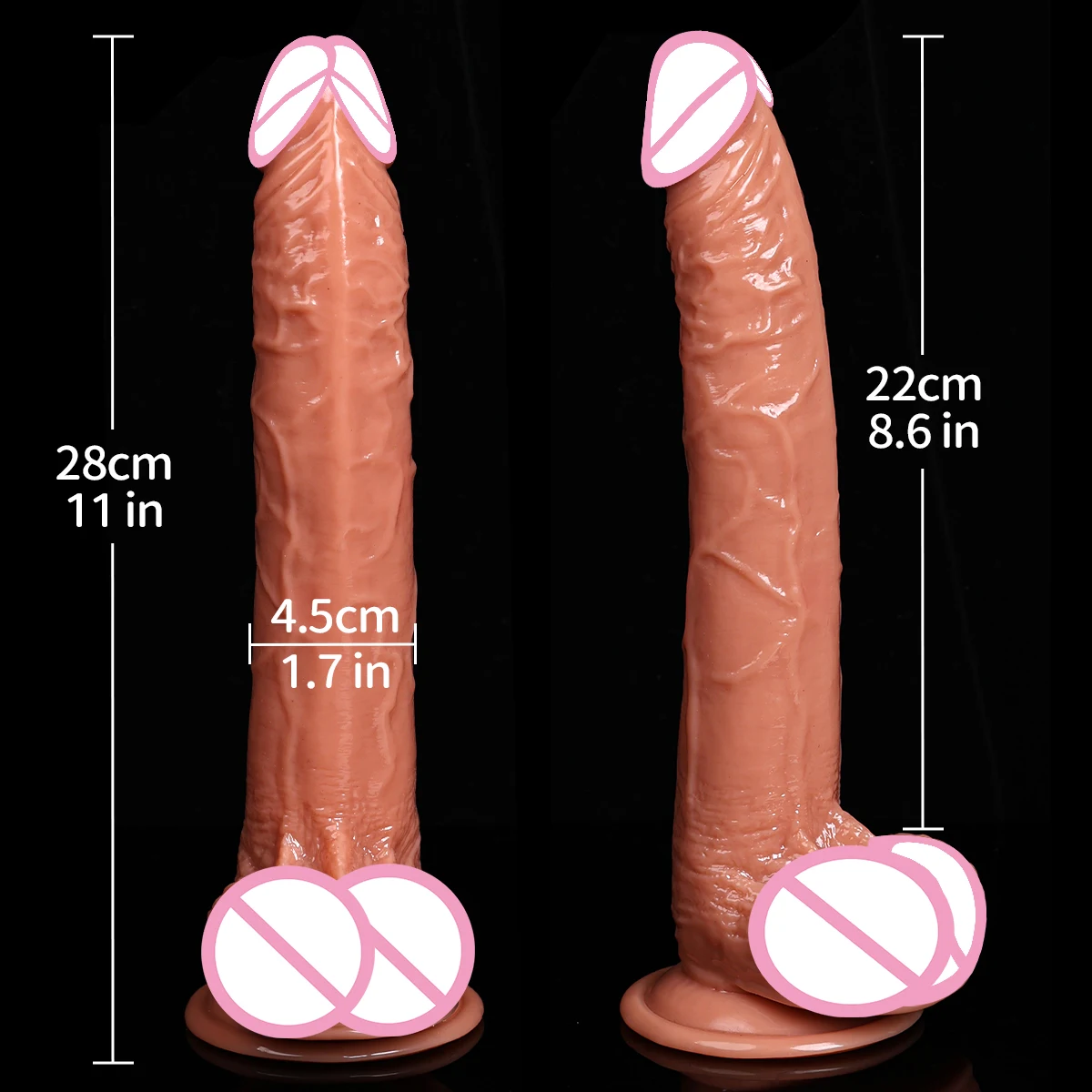 Realistic Soft Silicone Dildo long Skin Color with Powerful Suction Cup Female Masturbator G Spot Stimulating Sex Toy for Women view 5