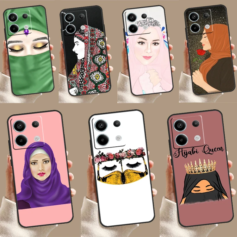 Capa Hijab muçulmana para menina, capa para Xiaomi Redmi Note 11, 12, 13 Pro, 8, 9, 10, Note 12S, 11S, 10S, 9S, 13, 10C, 12C, Islâmico, Árabe, Menina