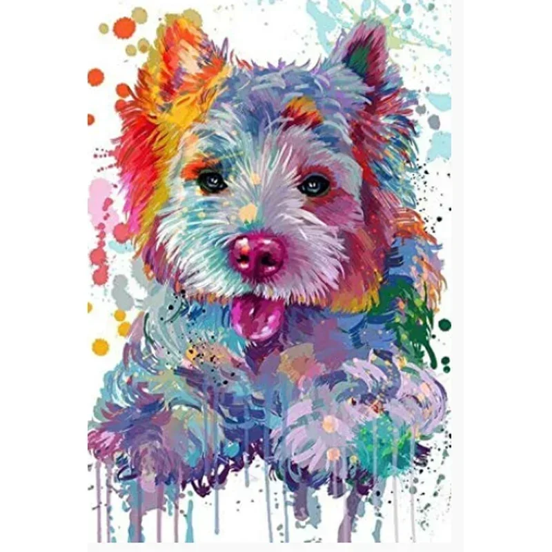 126869 Painting By Number Animal Dog On Canvas With Frame Acrylic Paint Coloring By Number DIY Kit Calligraphy Painting