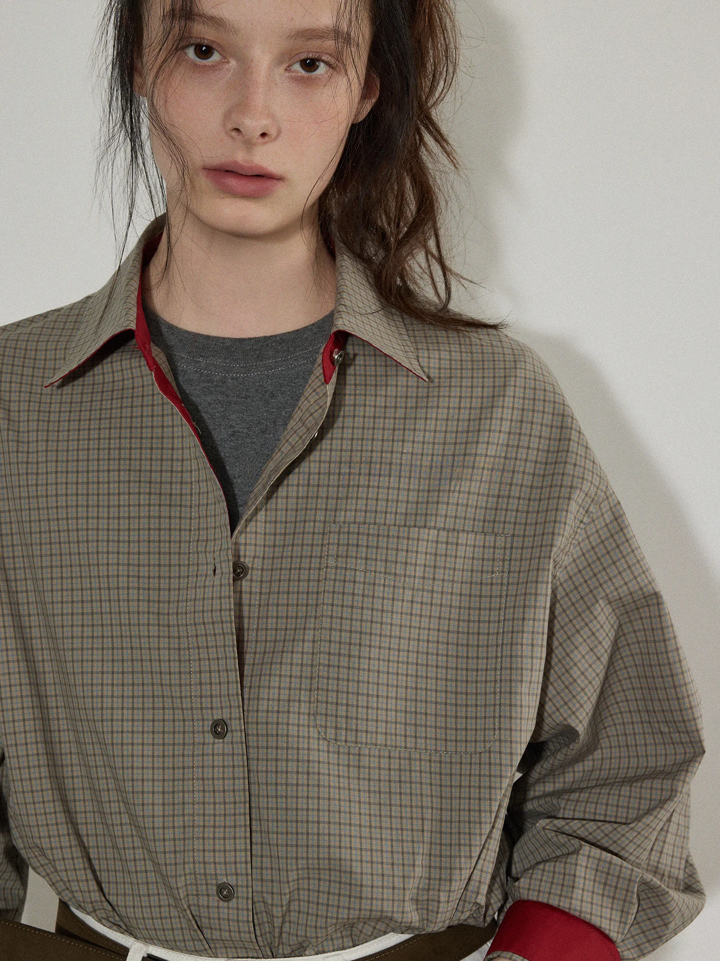 

Женская рубашка Lofi Choose в винтажном стиле с контрастными цветами и клетчатым узором, с длинными рукавами, весенняя новинка, свободный крой, универсальный топ для повседневной носки, из хлопка.