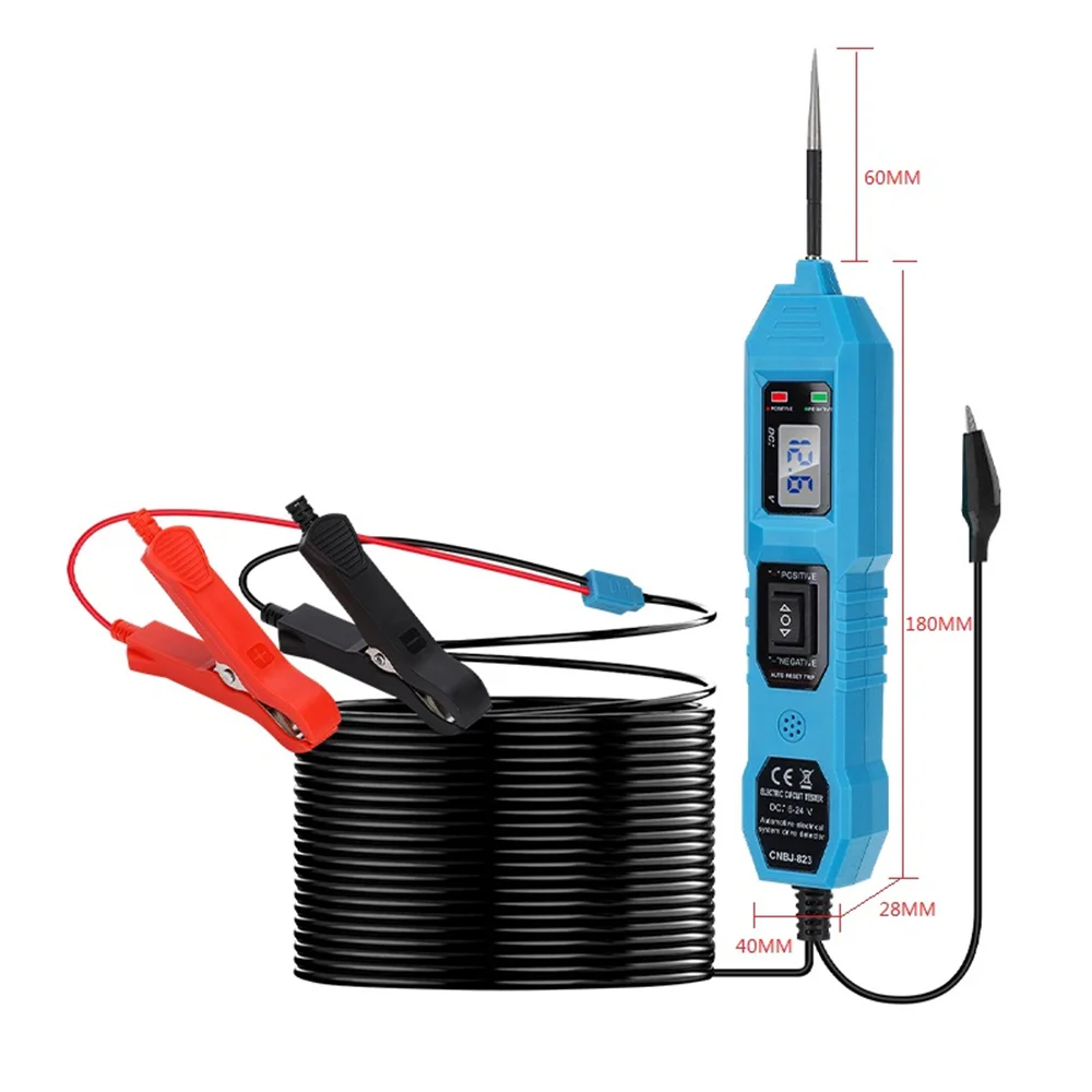 

Automotive Circuit Tester Digital Test Electrical System Voltage Power Test Probe Detector 6-24V Diagnostic Tool with Light