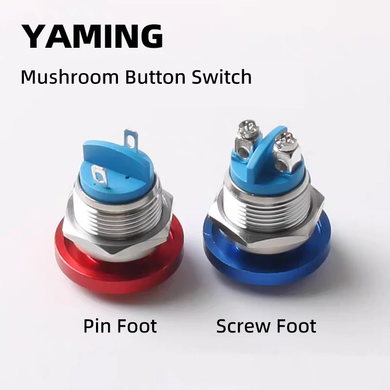 16/19/22Mm DIY Jamur Kepala Merah Hijau Biasanya Buka Ulang Sesaat Peralatan Industri Power Supply Logam push Button Switch