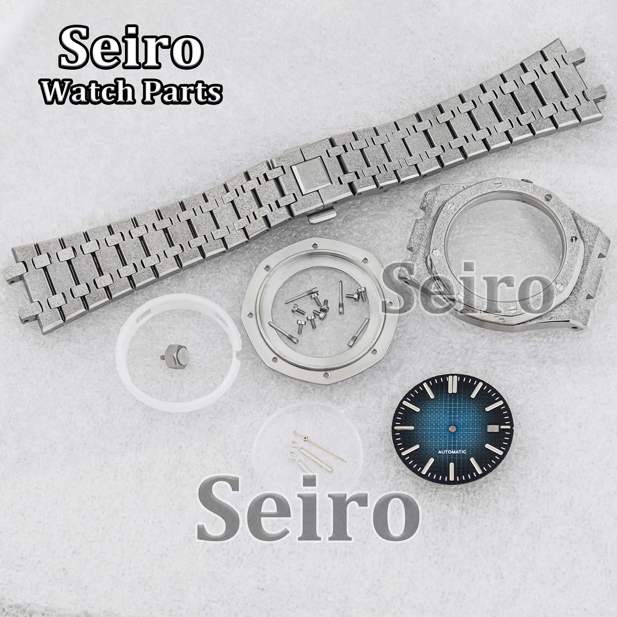 

42mm Frost Octagon NH35 Case Stainless Steel Strap Waterproof Sapphire Glass For Royal NH36 Movement Assembled 31.8mm Dial Hands