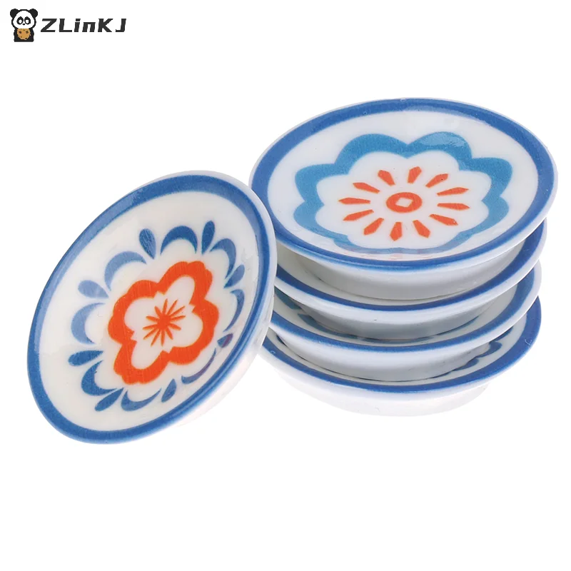 ▶ 5 قطعة 1:12 دمية محاكاة أطباق بورسلين أزرق أبيض دمية المطبخ الديكور دمى اكسسوارات المنزل #6