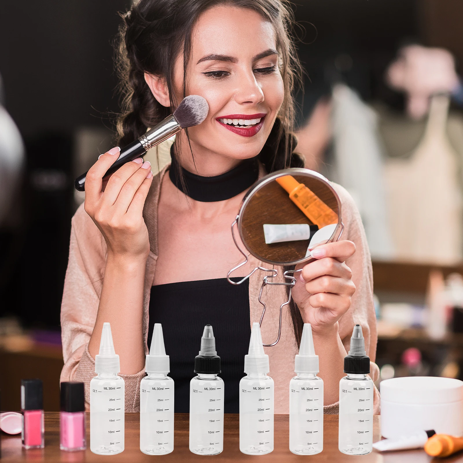 

8Pcs Scale Squeeze Bottles Transparent Leak Proof for Essential Oil Lotion Paints DIY Spa Salon Use Small Squeeze Bottles