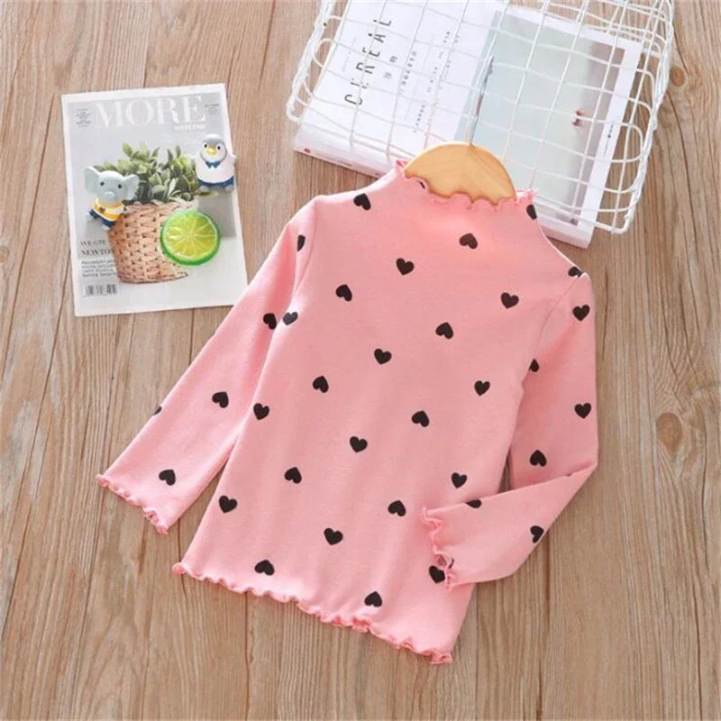 

New Spring Girl Tops Girl Clothes Cotton Girls T-Shirt Long-sleeve Baby Kids Turtleneck Bottoming Shirt for Children Clothes