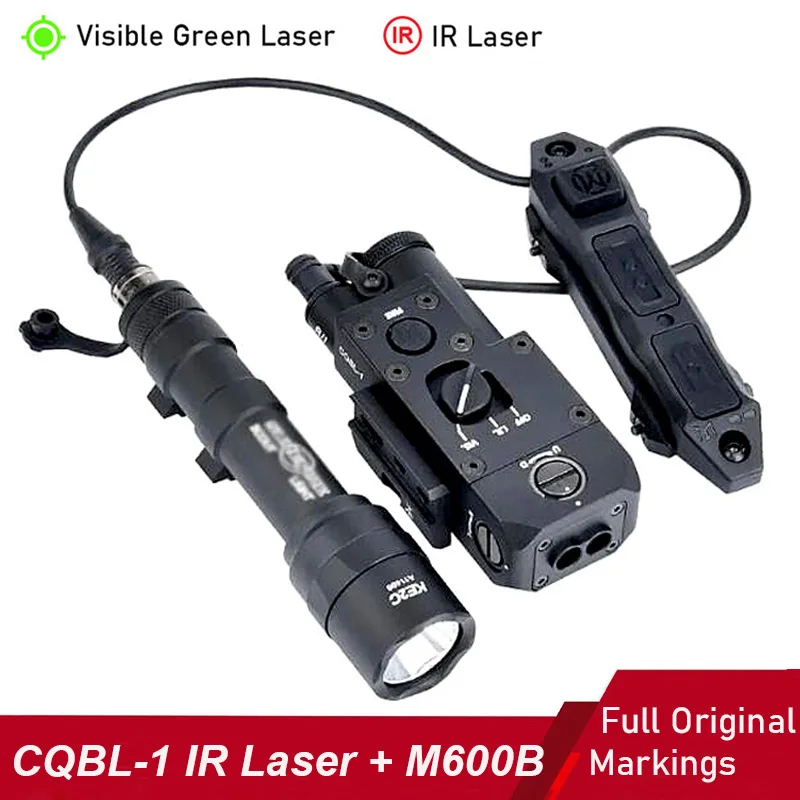 CQBL-1 Visible Green Laser Tactical Infrared IR Laser Indicator Aiming Pointer with M600B Ultra Hunting Scout Light Flashlight
