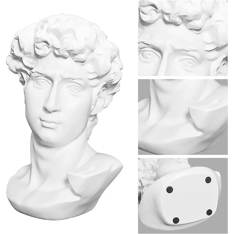 5.9Inch High Greek Statue of David Head Classic Roman Bust Greek Mythology Sculpture for Art Drawing Home Office Decor - view 3
