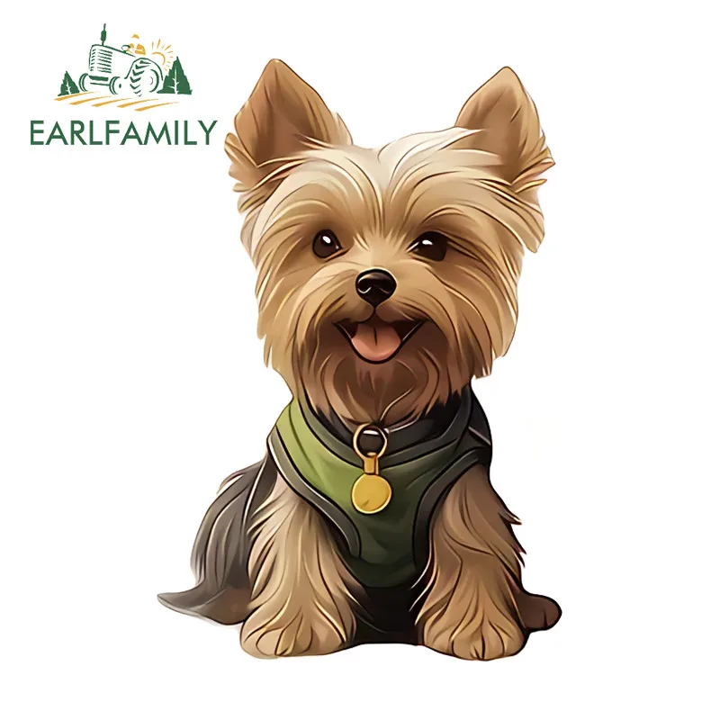 

EARLFAMILY Lively Dog Car Sticker Chibi Scratch-Proof Racing Drifting Tumbler Laptop Decal Cute Interesting Car Goods Graffiti