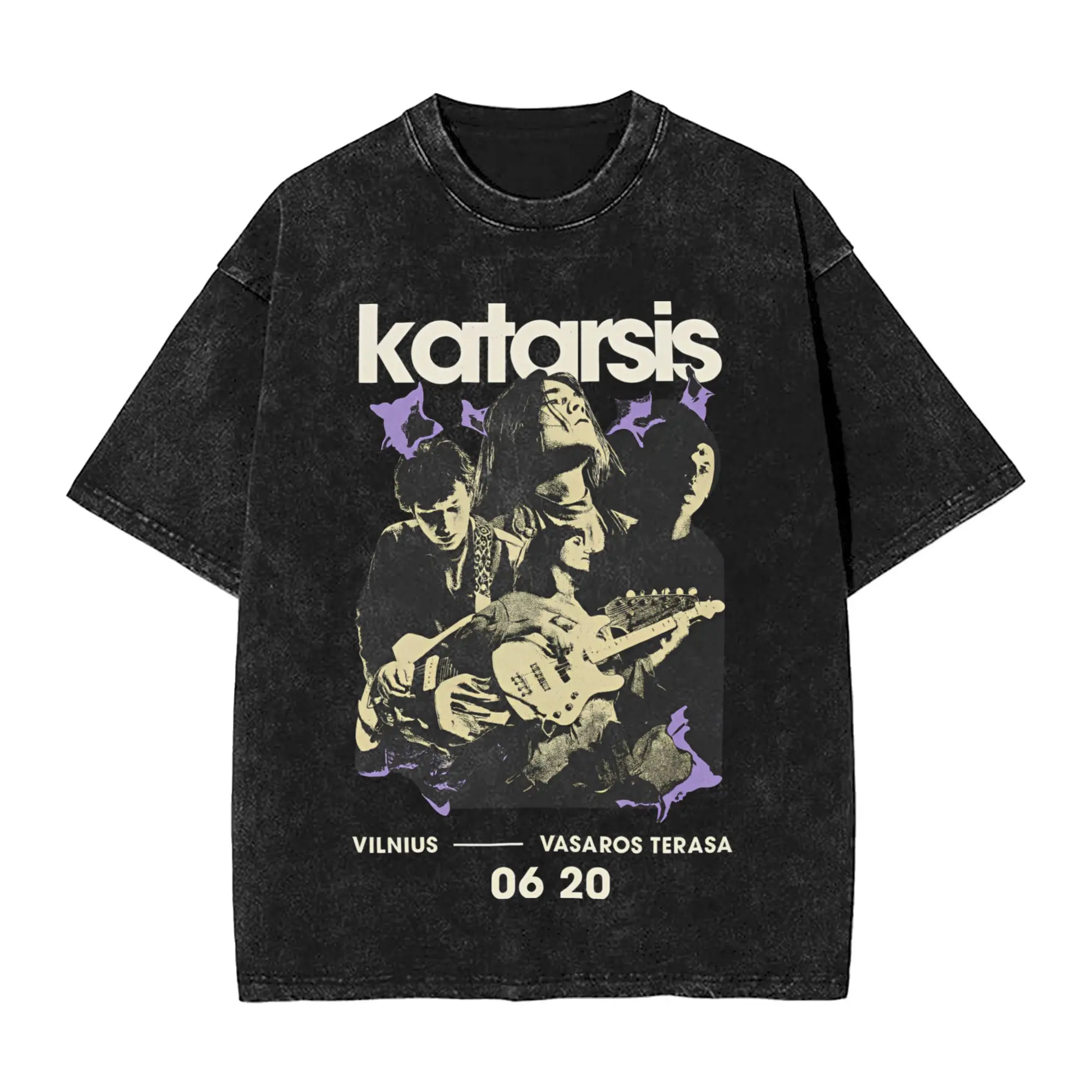 Camiseta Katarsis tavo akys Band, ropa de calle de verano, camisetas informales de ocio para hombres, camisetas holgadas de manga corta