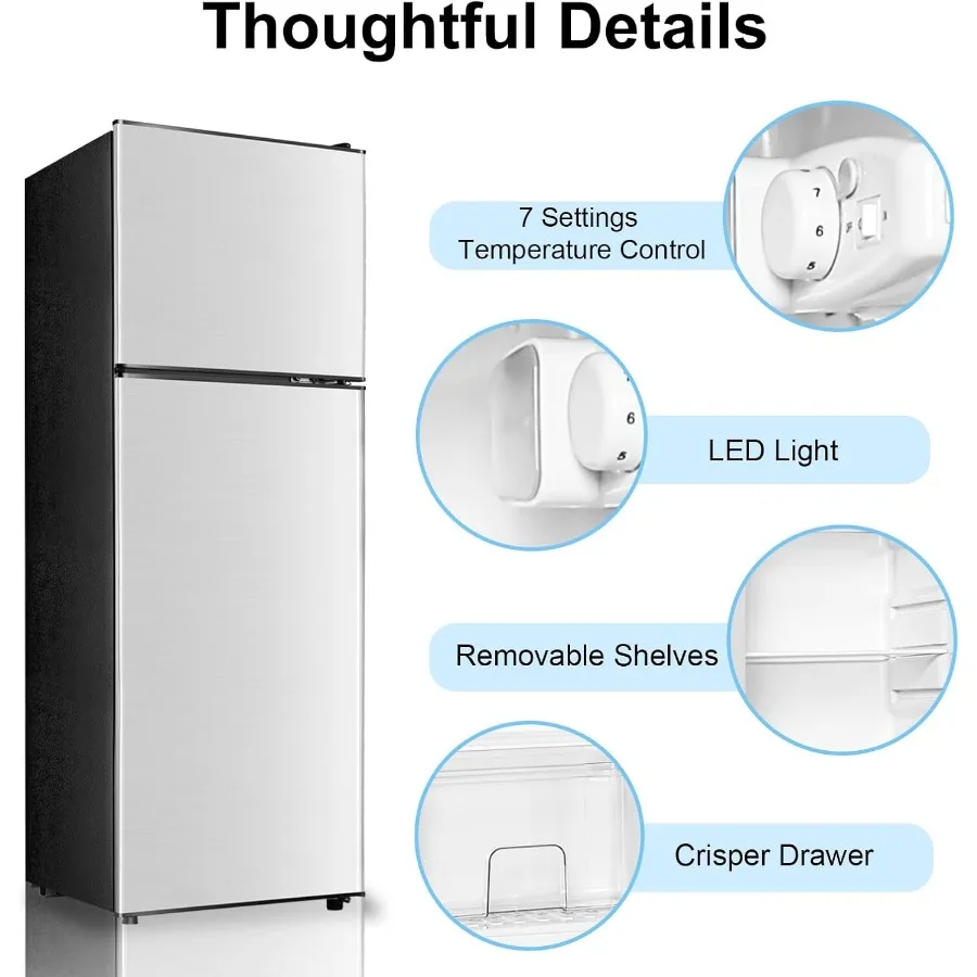 ثلاجة صغيرة 4.0 قدم مكعب مع فريزر علوي للاستخدام المكتبي للشقة: ثلاجة صغيرة مدمجة مع بابين ومجموعة درجات حرارة 7 #3