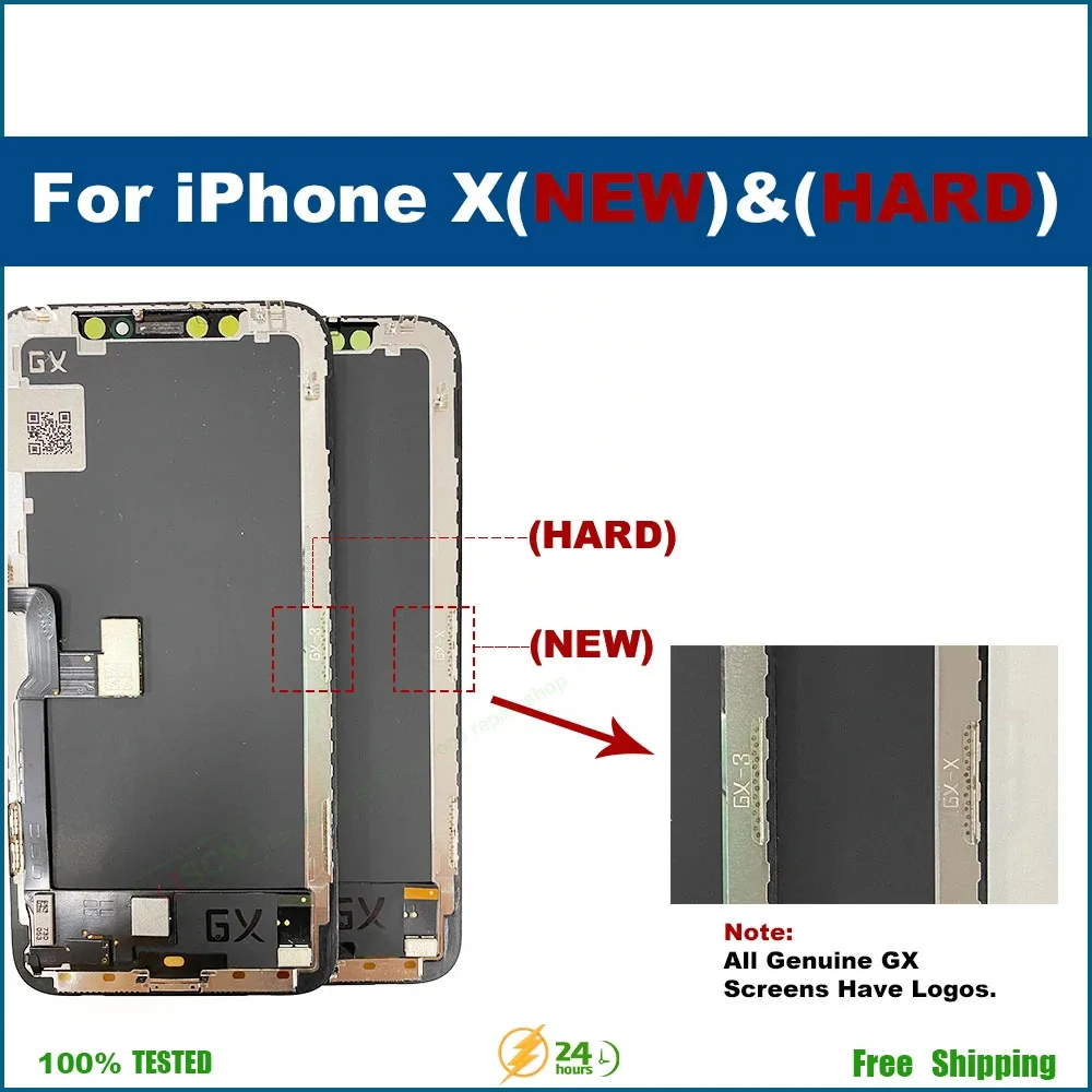 GX OLED For iPhone X XS XsMax 11 12ProMAX LCD Display Touch Screen Digitizer Assembly Tested Replacement True tone No Dead Pixel