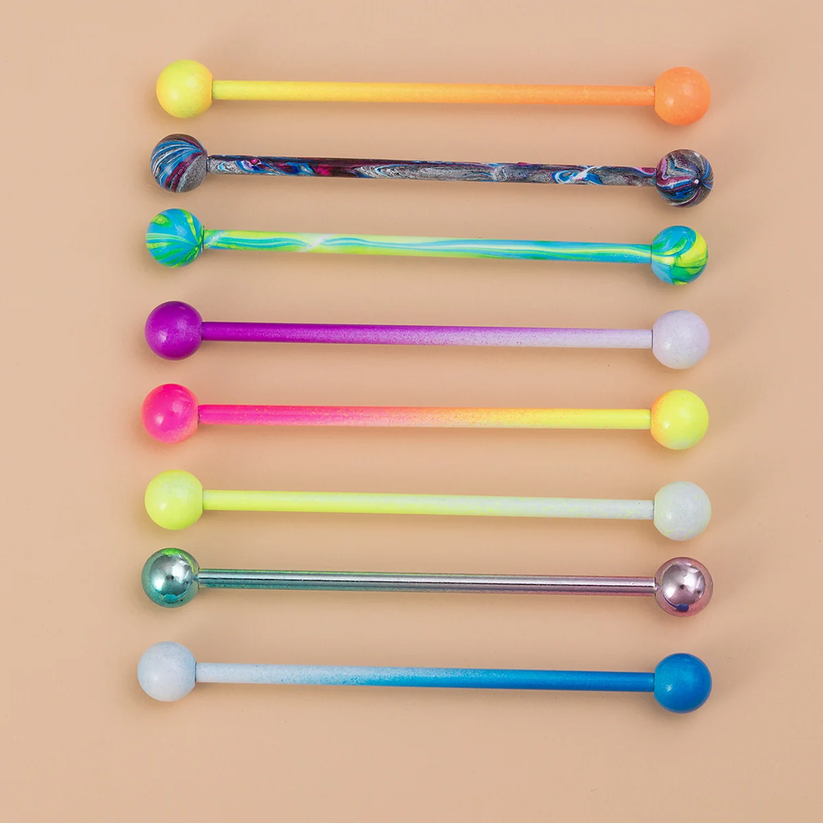 1/8pcs Colorful Industrial Piercing Earring Stainless Steel Industrial Barbell Body Jewelry 14 Gauge Random Color