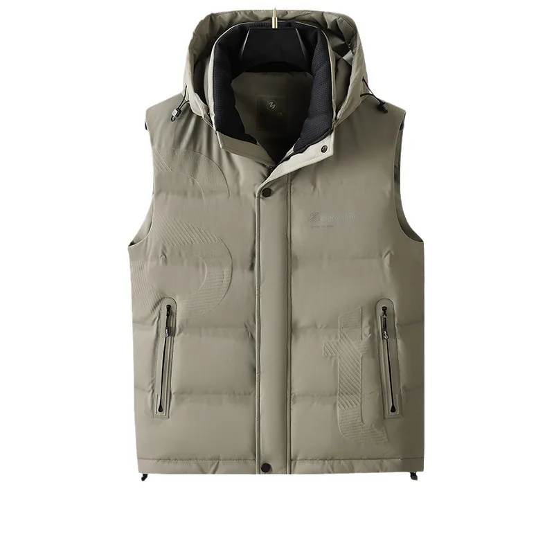 New Arrival Fashion Suepr Large Winter Off Hat Down Vest Men\'s Loose Casual White Duck Down Plus Size XL XXL 3XL 4XL 5XL 6XL 7XL