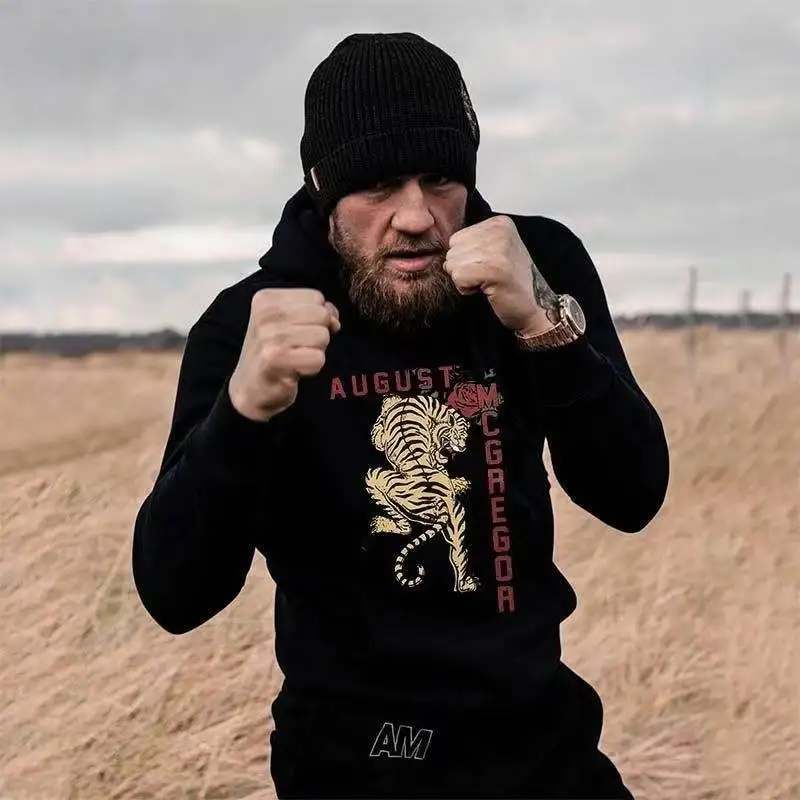 Conor McGregor-Sudadera con capucha de algodón para fanáticos del boxeo, jersey imprescindible con patrón de tigre, deportes de lucha, boxeo, otoño e invierno