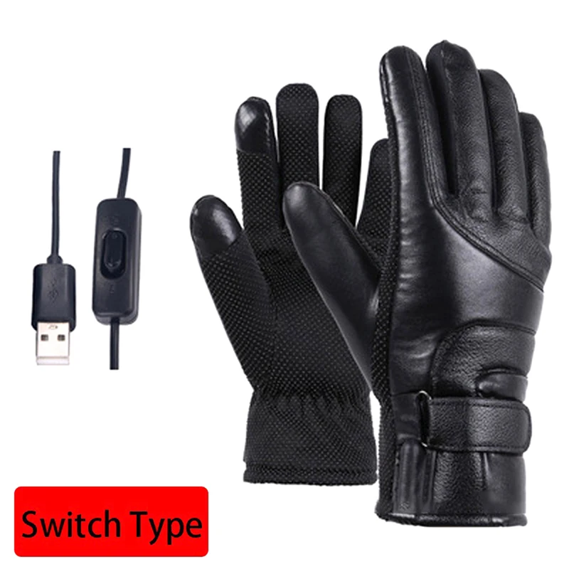 Electric Heated Gloves Rechargeable USB Hand Warmer Heating Gloves Winter Motorcycle Thermal Touch Screen Bike Gloves Waterproof