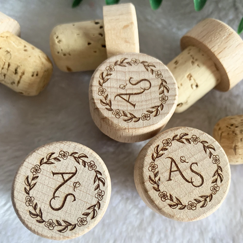 Wedding Souvenir - Персонализированные деревянные пробки для вина с