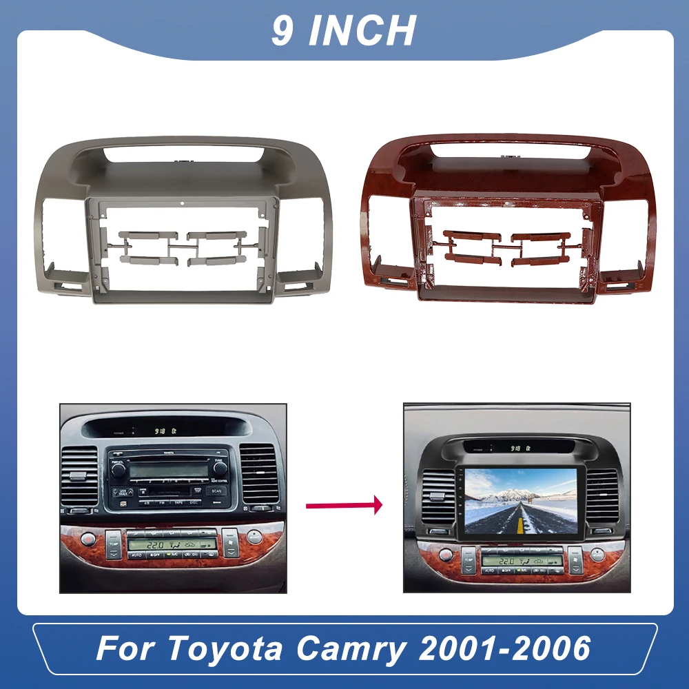 

9Inch 2Din Car Radio CD DVD Accessories Dashboard Stereo Fascias Panel Frame for Toyota Camry 2001-2006