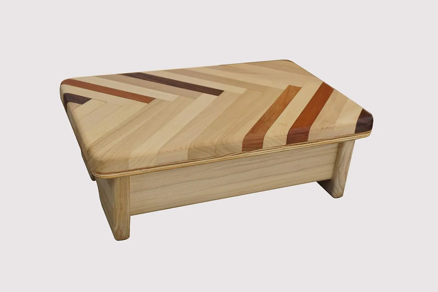 Poplar Wood Chevron Foot Stool 4 Inch Tall Living Room Bedroom, Customized