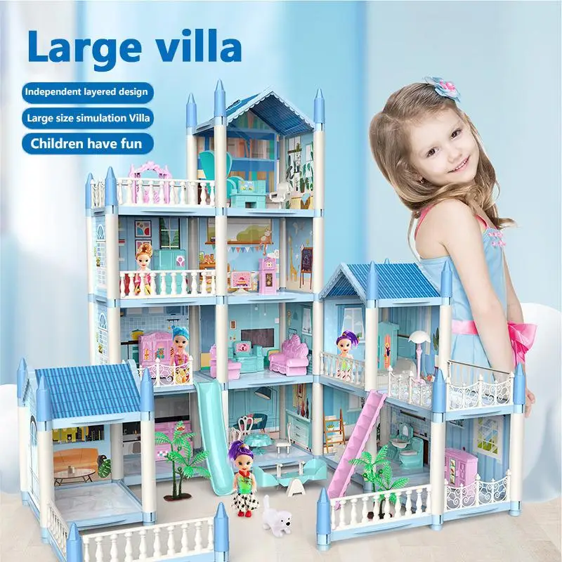 

Big Dollhouse Diy House Kit For Children Bb House Building Doll Furniture Miniature Doll House Villas Xmas Gifts Kids Toys