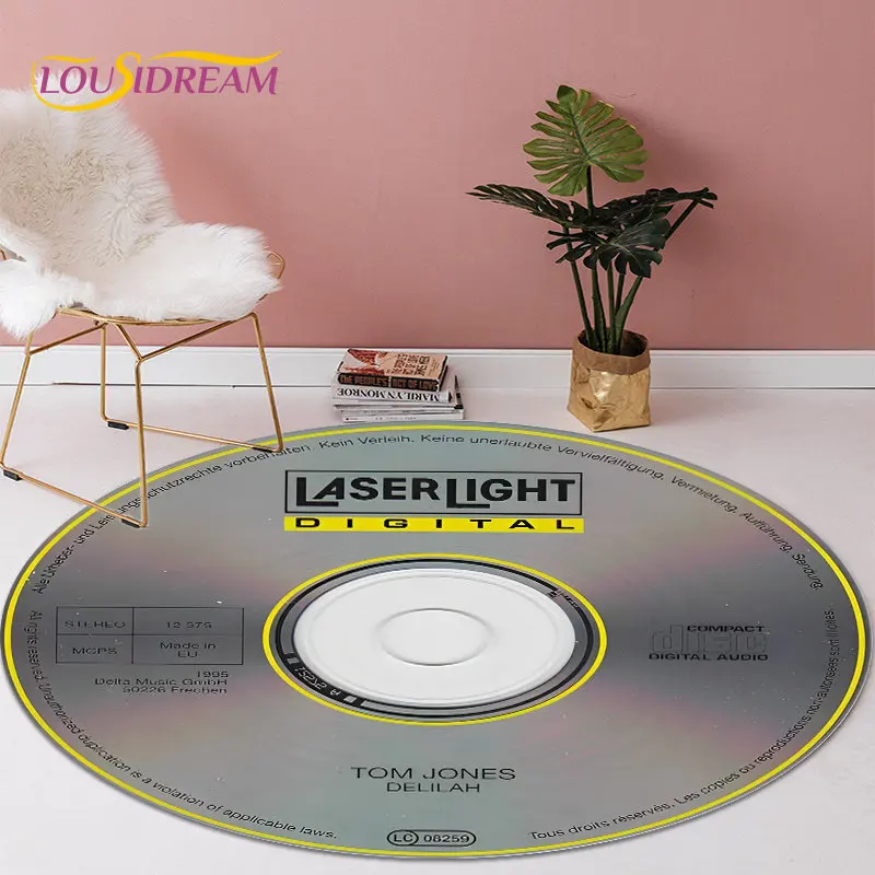 

Ретро CD виниловая пластинка музыкальный коврик, круглый ковер для гостиной, спальни, дивана, стула, декор, детский нескользящий напольный коврик, коврик для домашних животных