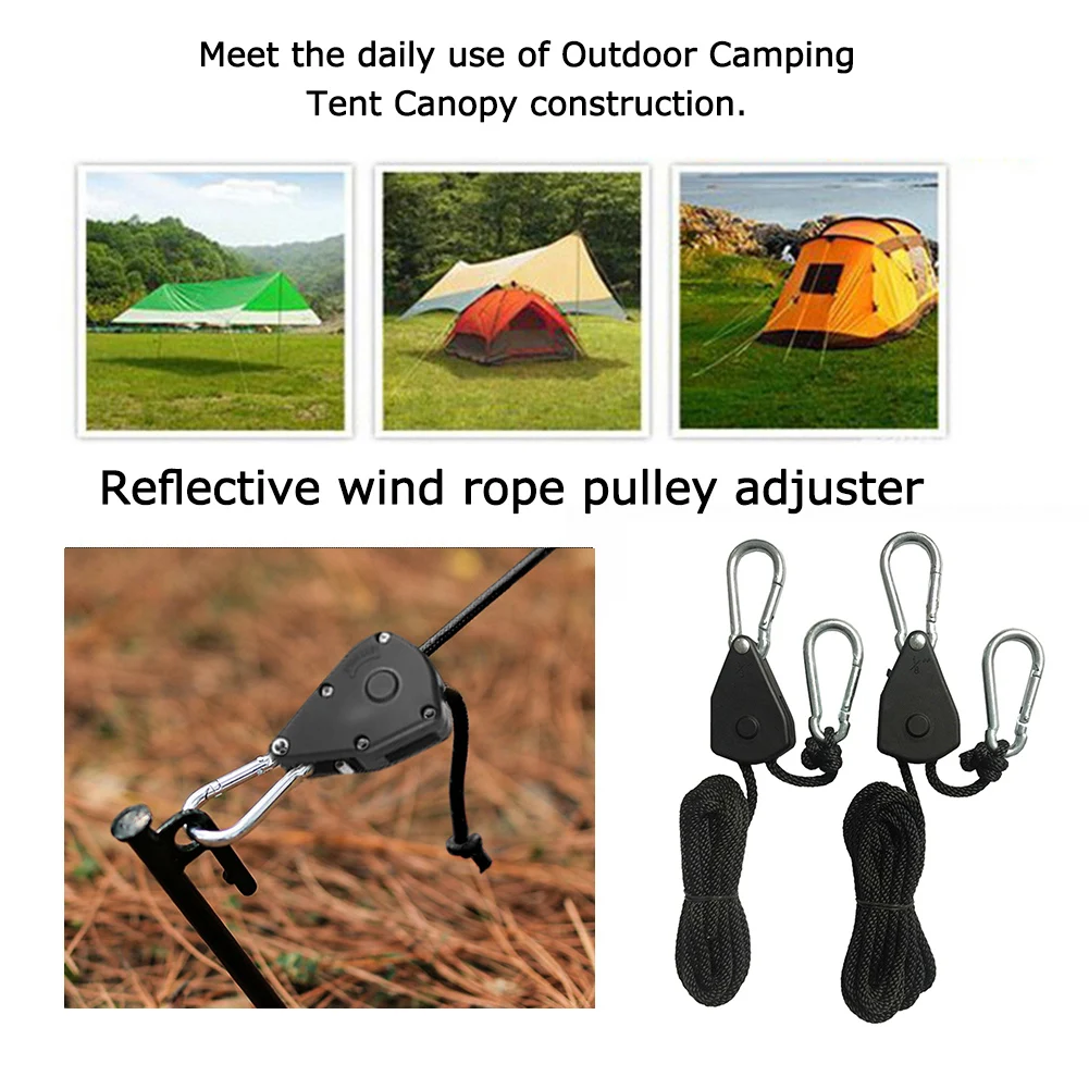 1/2/4/6/8/10/12/14/16pcs Hanger Pulley Ratchets Kayak Rope 1/8 Lift Pulley Lifting Pulley Hook 1.6M Sky Curtain Tent for Camping