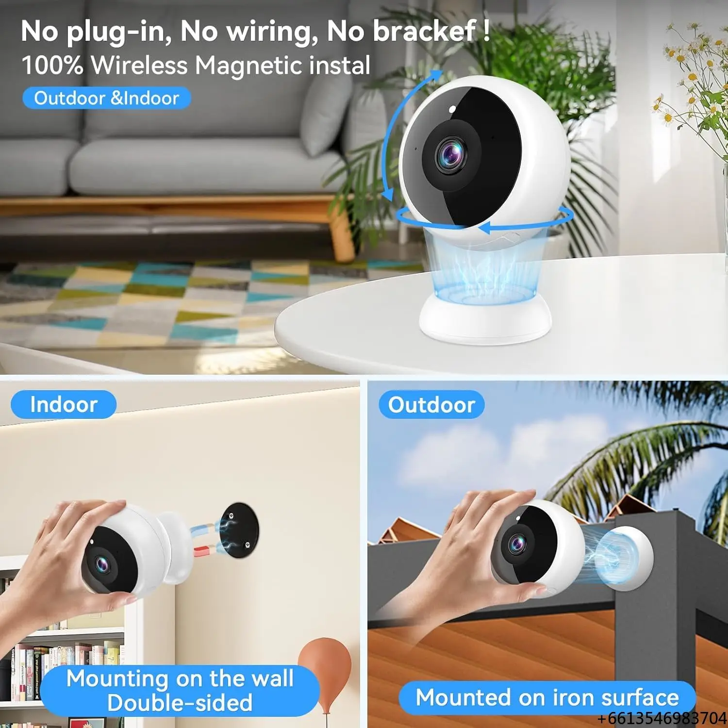 Security 2-Way Audio Camera Wireless - 2Pack AI Motion Detection,IR Color Night Vision, Waterproof Magnetic 2K HD Video