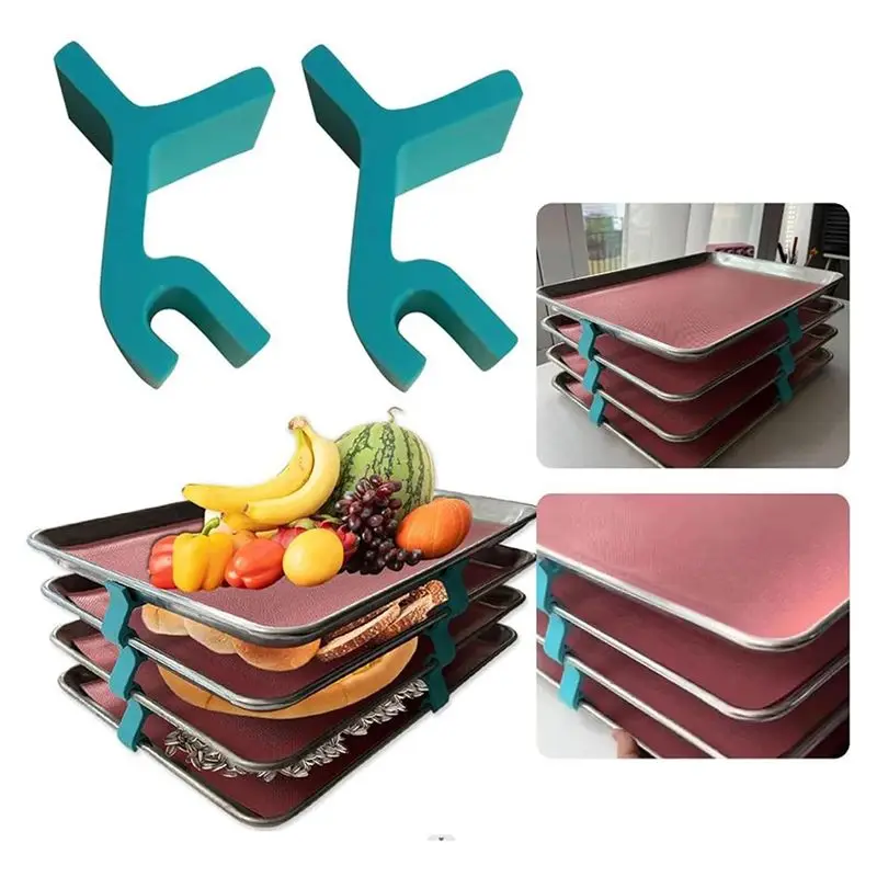 J1UL1N 24 PCS Layered Tray Holder Stackers, Universal Baking Sheet Pan Stackers, Baking Tray Storage Holder