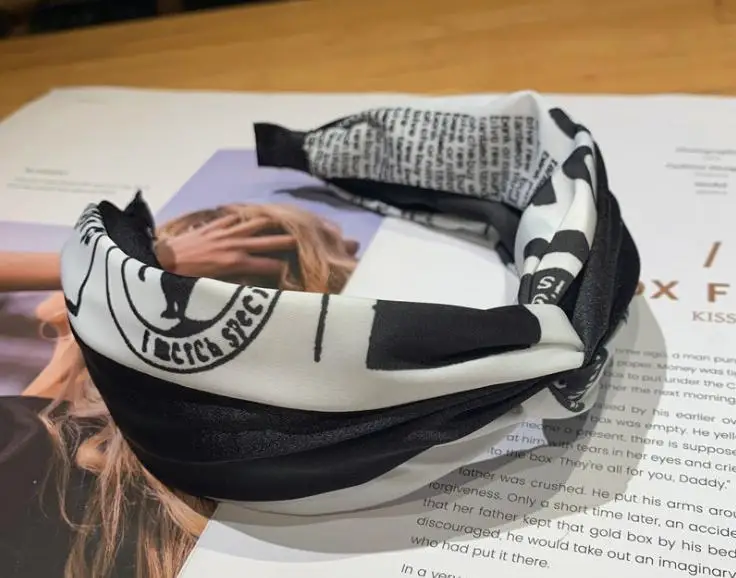 Letters Hairband Cross Women Hair Accessories Wide Headband Print Korean Design Simple Headdress All Match Hair Hoop