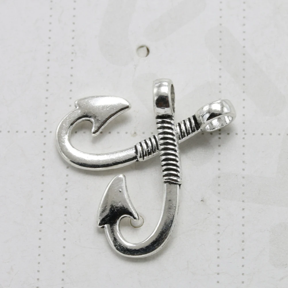 

20 Pcs Fish Hook Alloy Pendant Charms for DIY Necklace Bracelet Earrings Jewelry Making Supplies Crafts Accessories