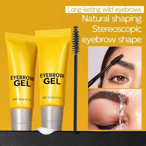 Three-in-One Eyebrow Gel - Rapidly Forms Film, Naturally Fixes Eyebrows, Wild Eyebrows, Colorless Gel with Brush