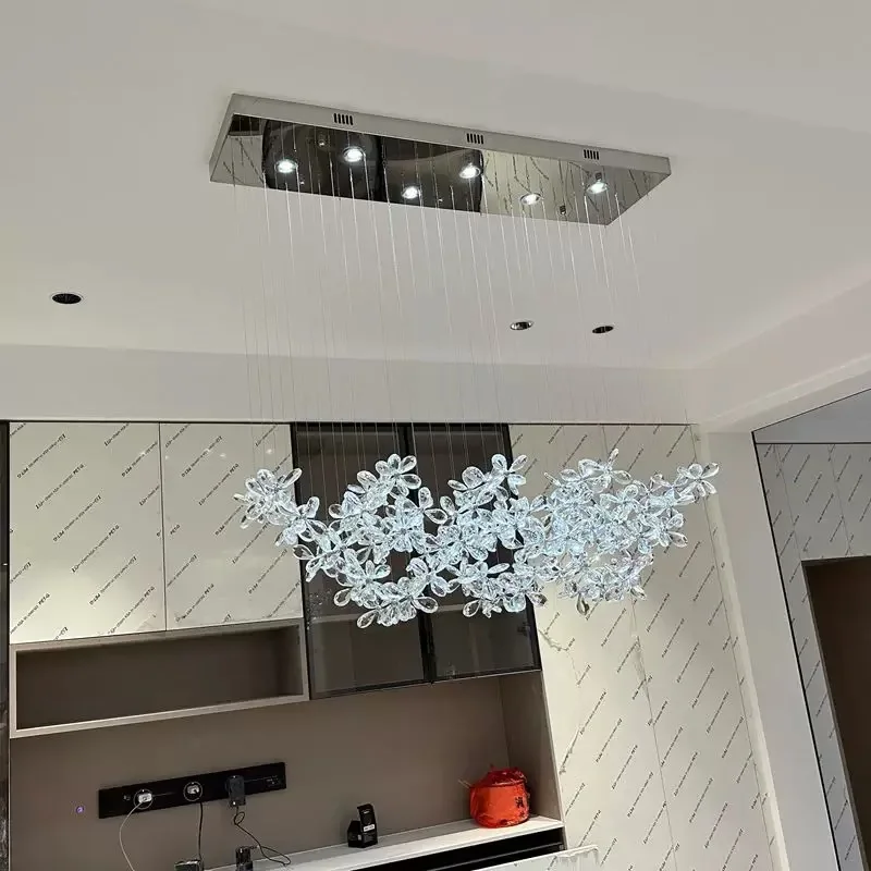 Modern Luxury Crystal LED Chandelier Large Home Design Flower Shaped Crystal Decorative Lighting Fixture For Restaurant Barl