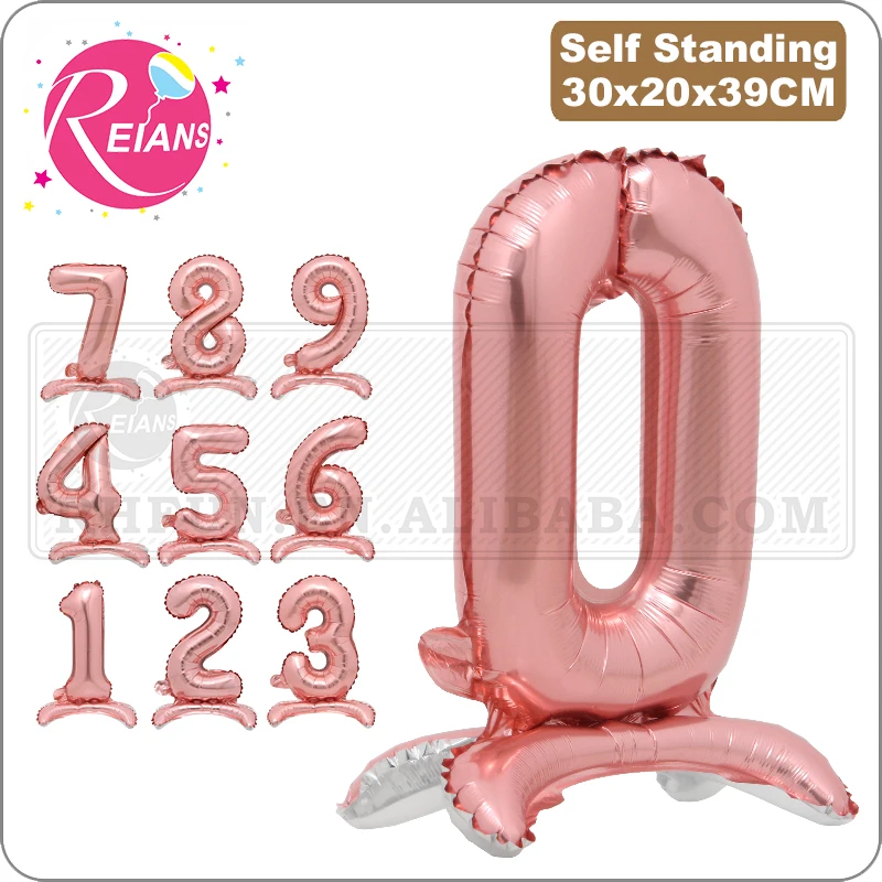 16 Inches standing Rose Gold Number Foil Balloons Light Pink Digit Air Balloons Happy Birthday Balloons Wedding Decorations