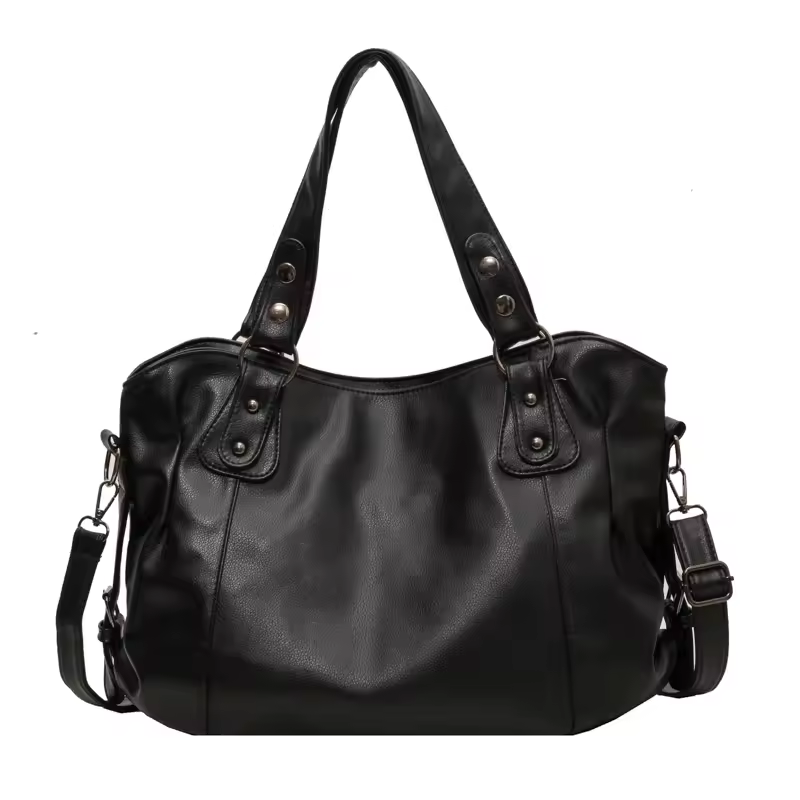 Women's Large Capacity Shoulder Casual Tote Bag Laptop Roomy Handbag Soft Leather Crossbody Business Black Big Bag A4 Sac A Main - Image 7
