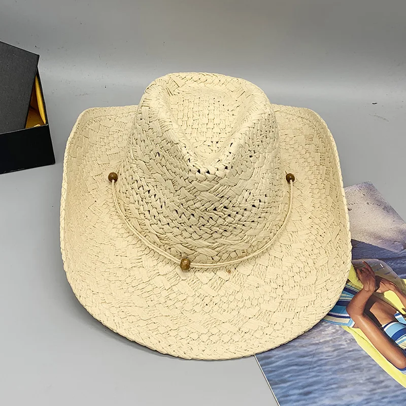 Western Hat Lafite Straw Cowboy Hat Hollow Design Man and Women Can Wear Outdoor Beach Vacation Sun Hat INS Hot Style Cowboy Hat