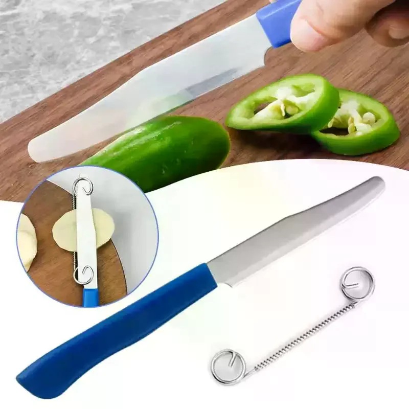 Quick Slicing Cutter Portable Fruit Vegetable Cutter Peeler With Spring For Kitchen Use Stainless Steel Fruit Knives Peeler