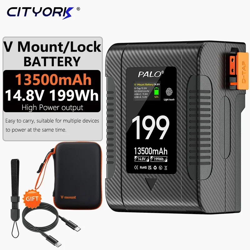 V Mount V-Lock BP-199 Battery for Type-C USB Micro pocket batteries for Sony Camcorder Broadcast Video Light Blackmagic URSA