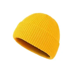 Skullcap Hats For Women Black Knitted Hat Winter Child Girls Hats Women Beanies For Boy's Solid Cap Retro Brimless Baggy