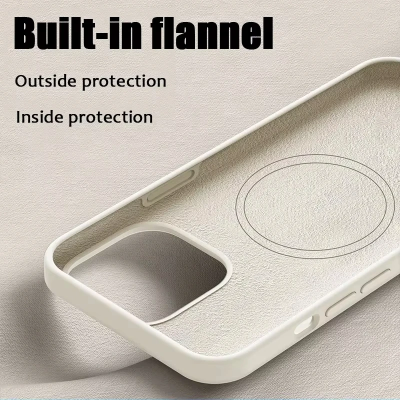 Liquid Silicone Soft Phone Case For iPhone 17 Air 14 13 12 15 16 17 Pro Max 16 Plus Wireless Charger For Magsafe Magnetic Cover - náhled 2