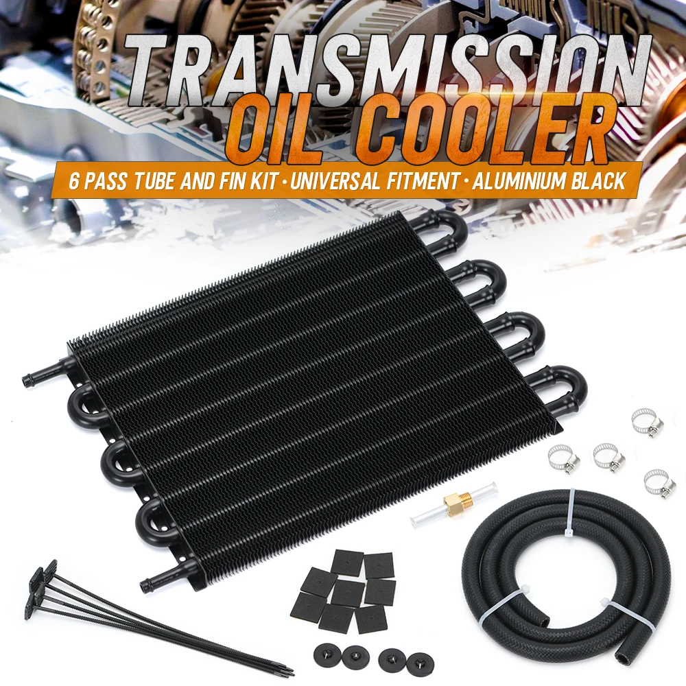 PQY - UNIVERSAL 304.8X254X19.05 ALUMINUM REMOTE TRANSMISSION OIL COOLER KIT / AUTO-MANUAL RADIATOR CONVERTER PQY7431