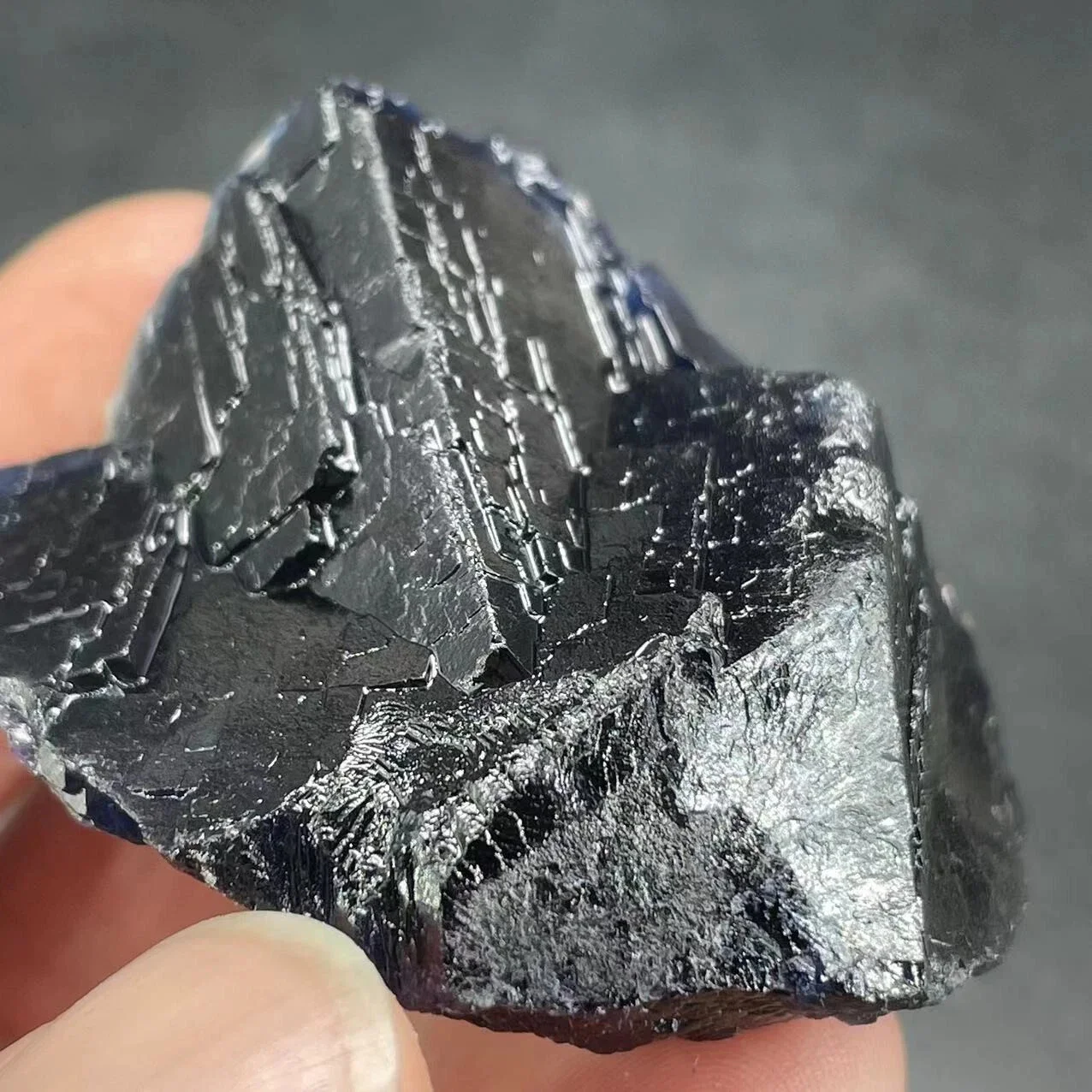 1pc Chic Black Rose Fluorite Crystal Cluster- Intense Red & Blue UV Reactive- Striped Pattern